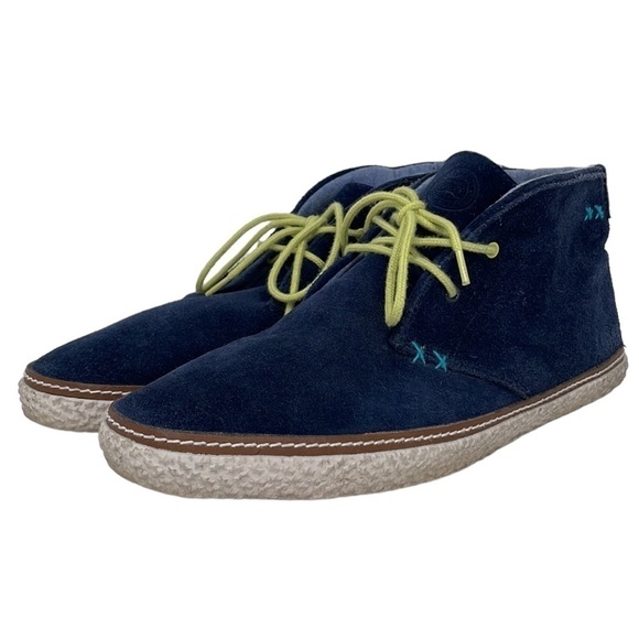 TED BAKER Shoes Sneakers Chukka Blue Suede Leather Abdon Lace Up Size 8 - Picture 1 of 11